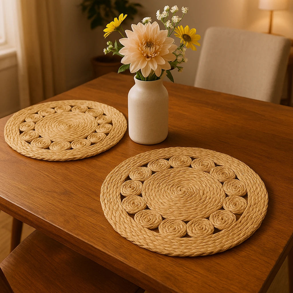 Set Two Natural Braided Placemats